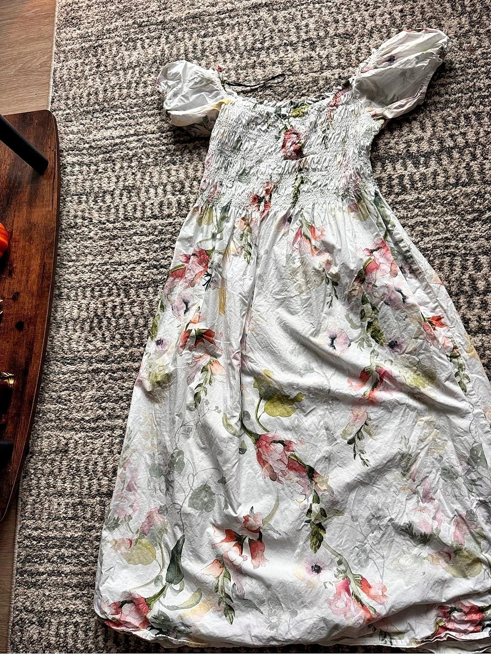 H&M Floral Maxi Dress White & Pink Medium